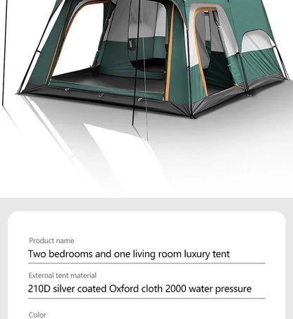 Outdoor Camping Family Tent 3-12 Persons - Double Layers Oversize 2 Rooms Thickened Rainproof.