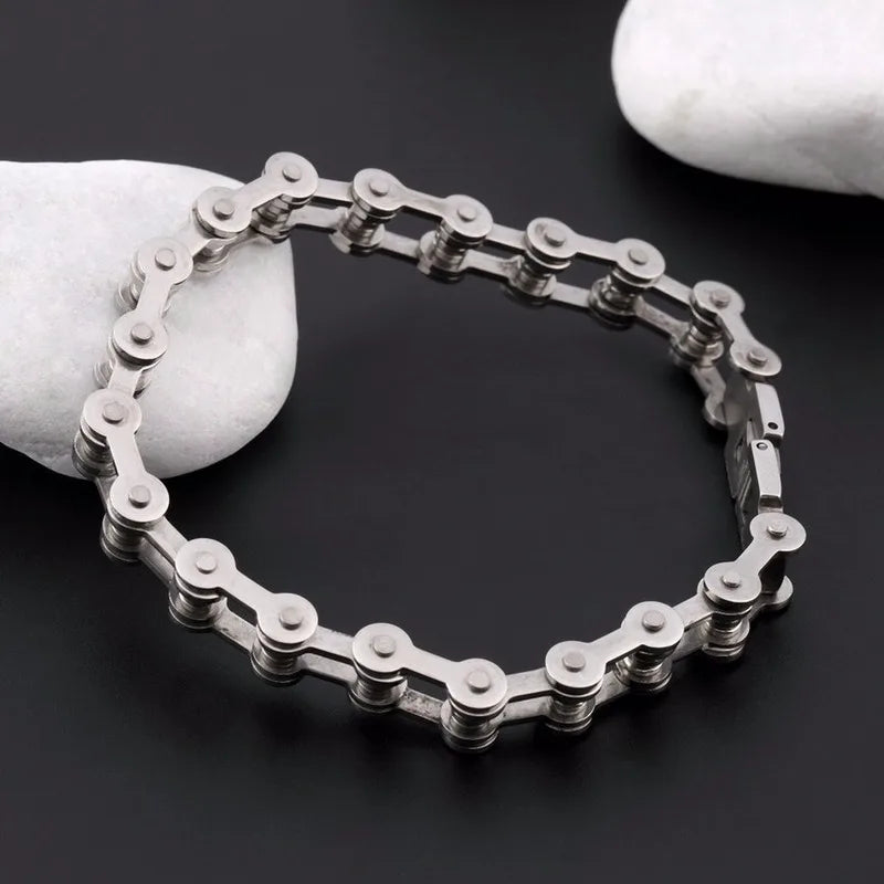 Stainless Steel Biker Chain Bracelet Mens Bracelet Link Chain Motorcycle Bicycle Style Bracelets Fashion Punk Bangles Jewelry