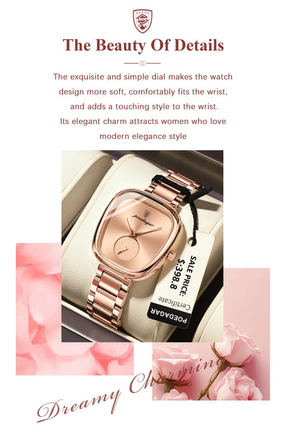 POEDAGAR Woman Luxury style Stainless Steel Quartz Watch - Waterproof, Luminous, Date And Box