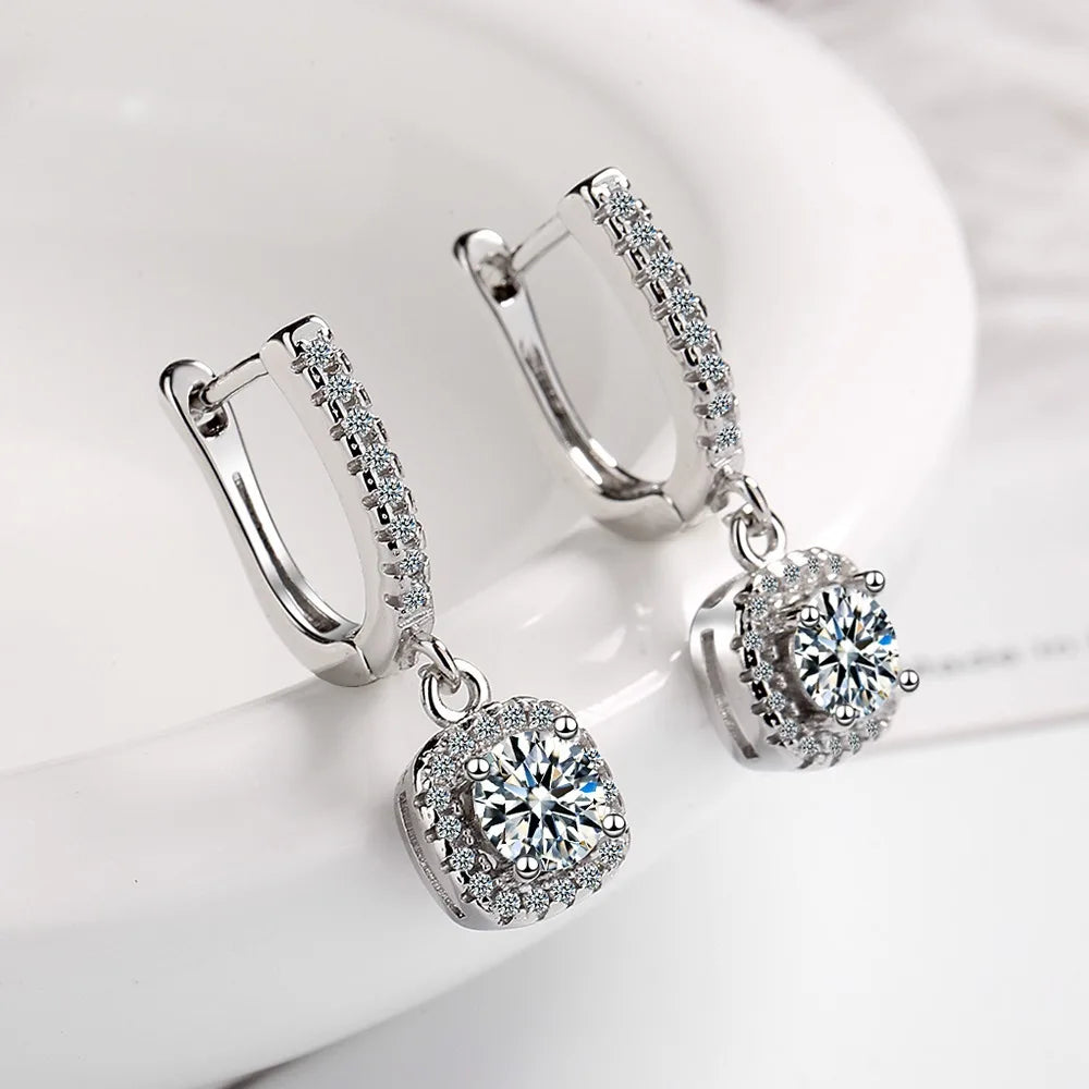 LiHong 925 Sterling Silver 2CT Moissanite Hoop Earring