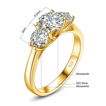 Fancy Gold Colour Moissanite Ring With 2ct D Color VVS1 Stone & Certificate