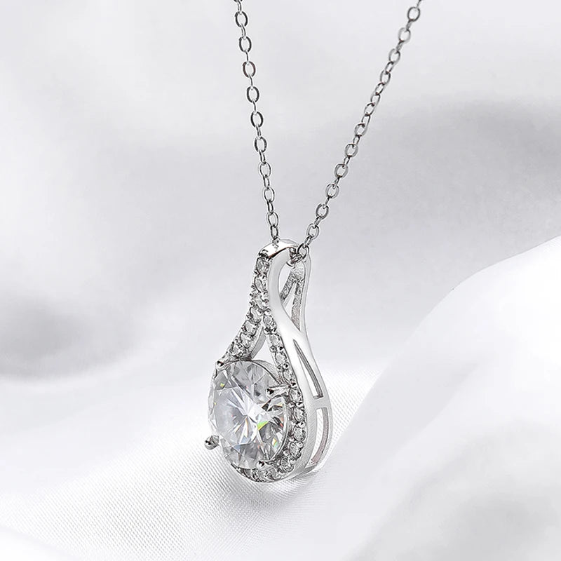 Smyoue Sparkling 1-5ct Moissanite Necklace for Women - S925 Sterling Silver Water Drop Pendant