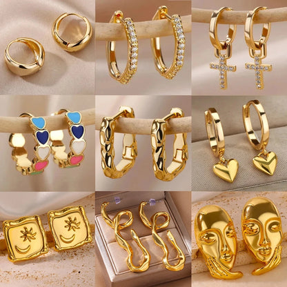 Multiple Styles Golden Colour Stainless Steel Earrings