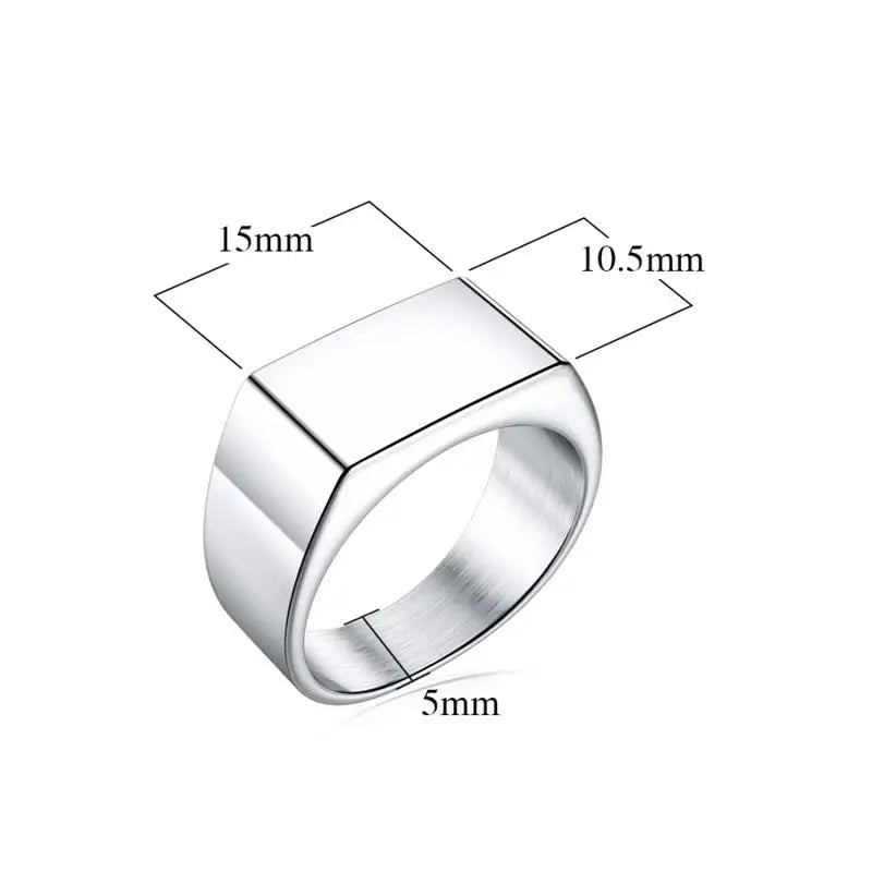 Jiayiqi Classic Frosted/Smooth Tops Signet Ring In Gold, Silver & Black